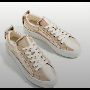 Zara Gold satin sneakers